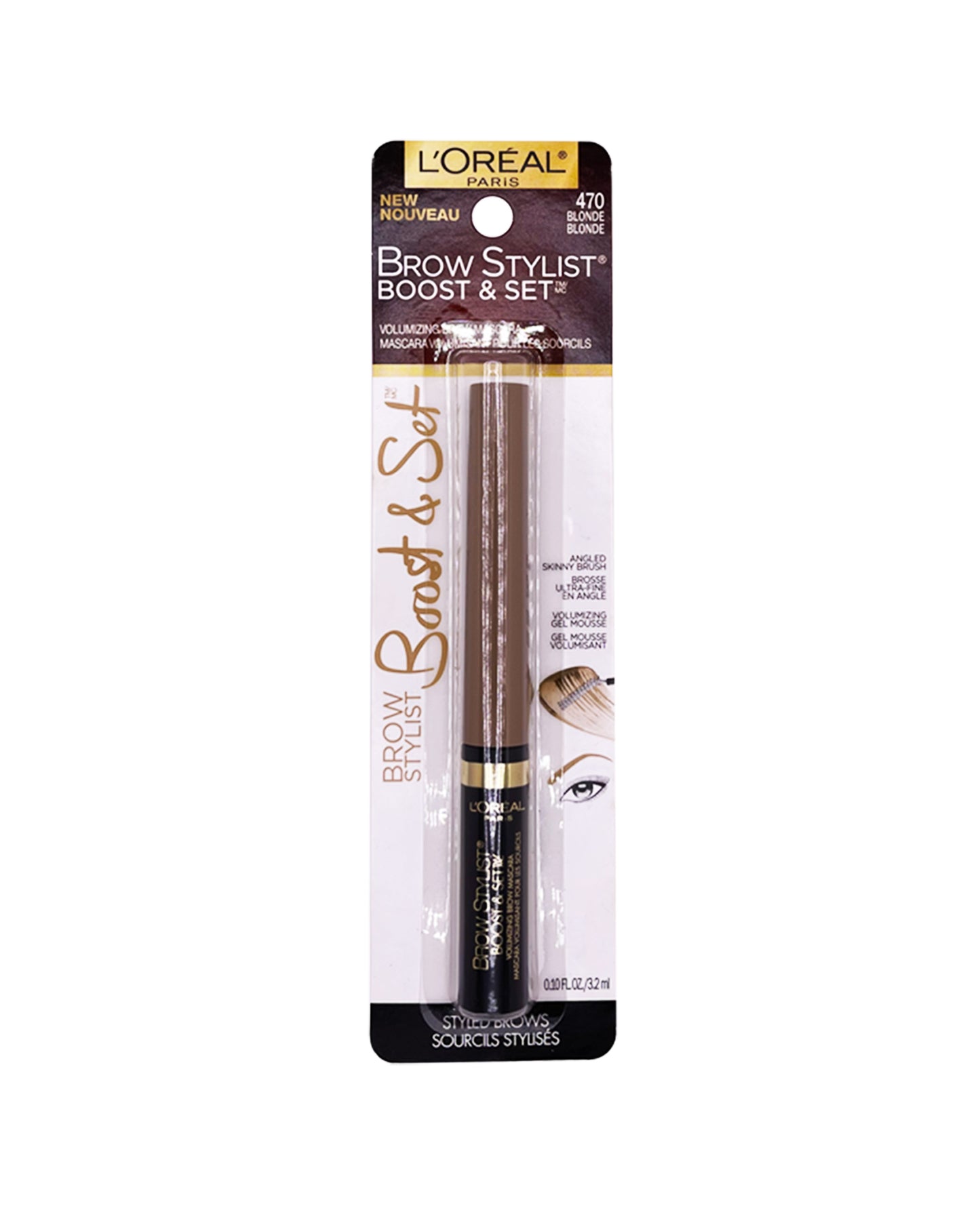 L'OREAL BROW STYLIST BOOST & SET VOLUMIZING BROW MASCARA 3.2 ml / 0.10 fl. oz. (470 - BLONDE)