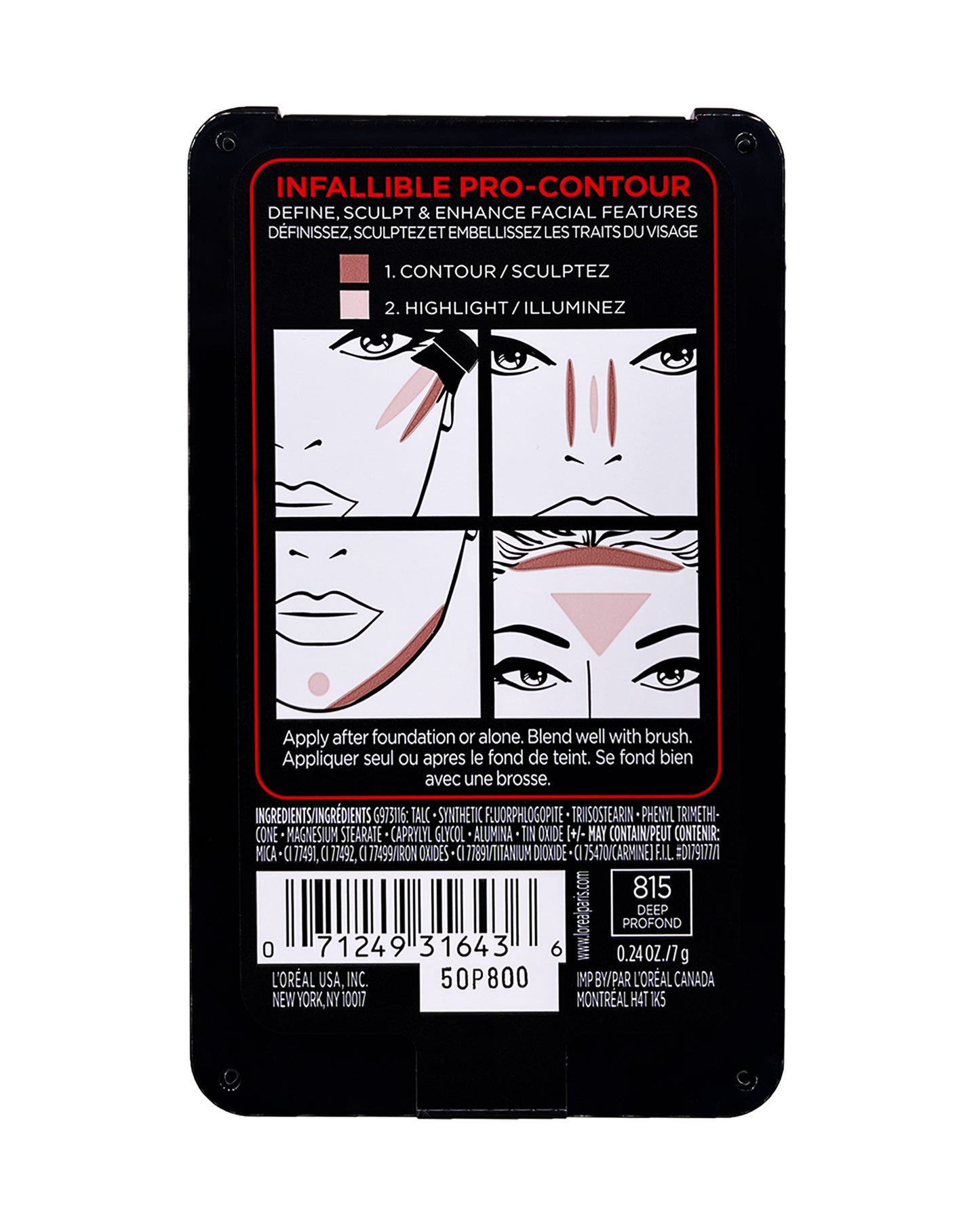 L'OREAL INFALLIBLE PRO-CONTOUR CONTOUR AND HIGHLIGHT PALLETE 7 g / 0.24 oz (815 - DEEP PROFOND)