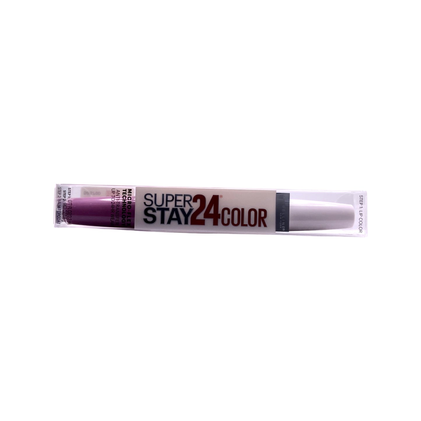 MAYBELLINE SUPER STAY 24 HOURS COLOR 2 STEPS LIP GLOSS; STEP 1: 0.077 fl oz / 2.3 ml AND STEP 2: 0.63 oz / 1.8 g (085 - LASTING LILAC)