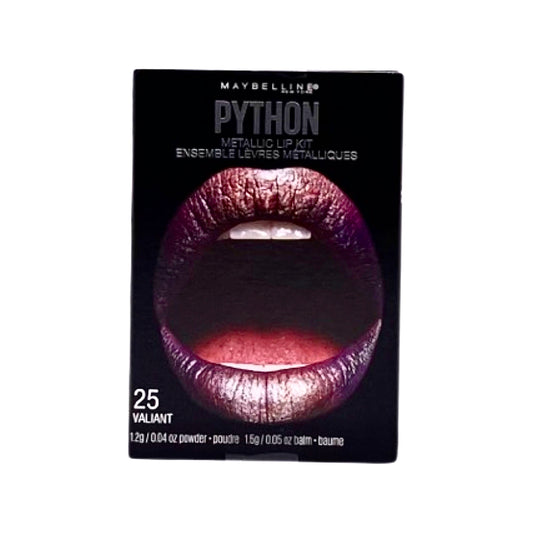 MAYBELLINE PYTHON METALLIC LIP KIT 2 IN 1 LIP POWDER 0.04 oz + BALM 0.05 oz (25 - VALIANT)